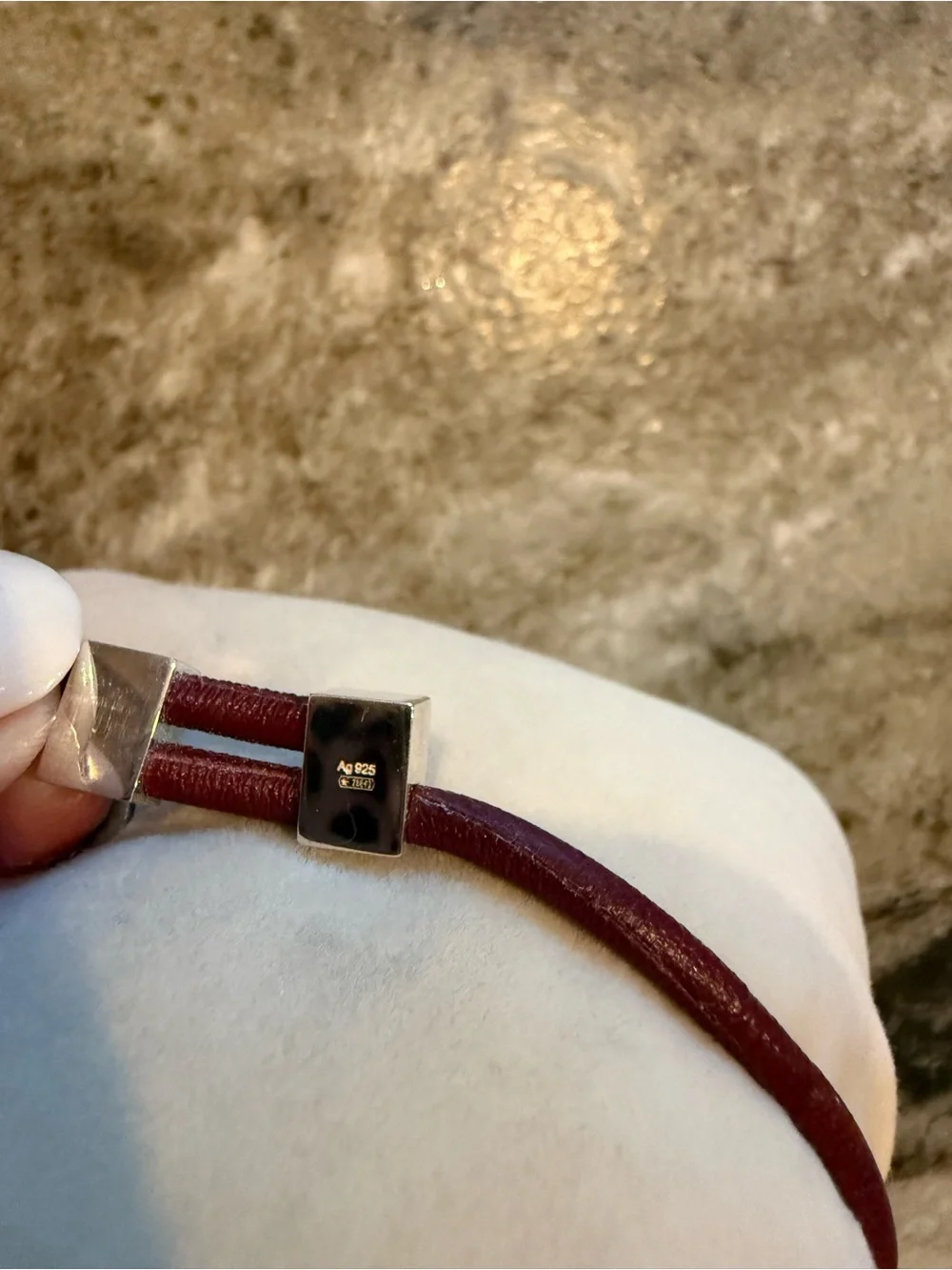 Authentic Gucci Sterling Silver GG Red Leather Bracelet 925 Made in Italy Box In